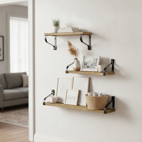Piece rustic wall shelf set - 3-piece,